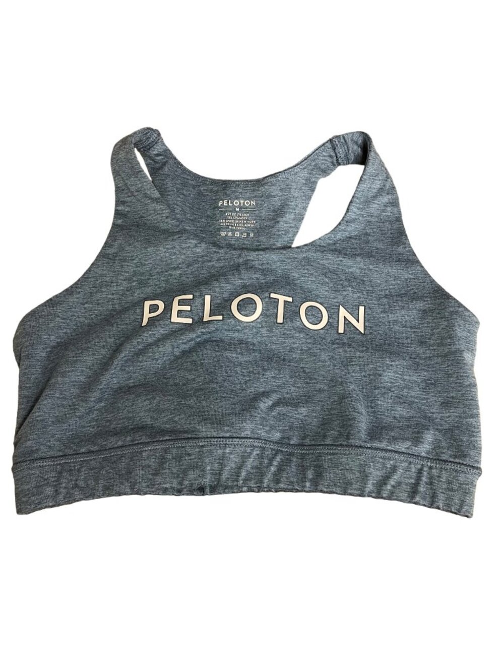 Peloton Pullover Spellout Sports Bra Heathered Green Blue Sz MED Athletic Bike